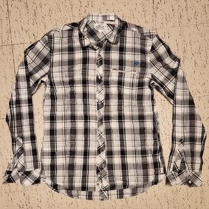 Diesel Gray & White Flannel Button Down Long Sleeve Casual Dress Shirt